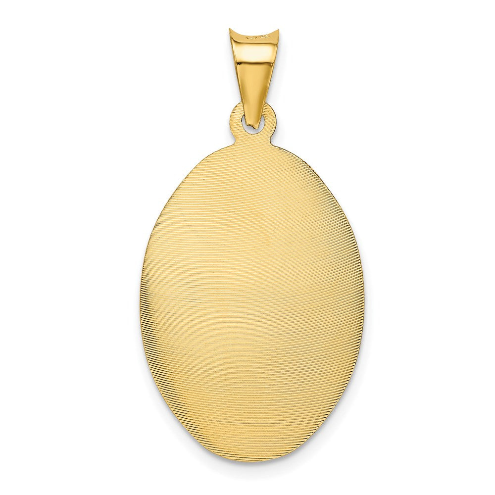 14K Polished Diamond-cut Solid Sagrado Corazon de Jesus Oval Pendant