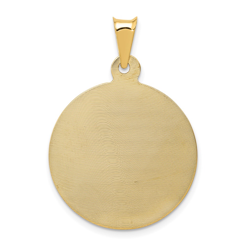 14K Polished Diamond-cut Large Solid Sagrado Corazon de Jesus Round Pendant