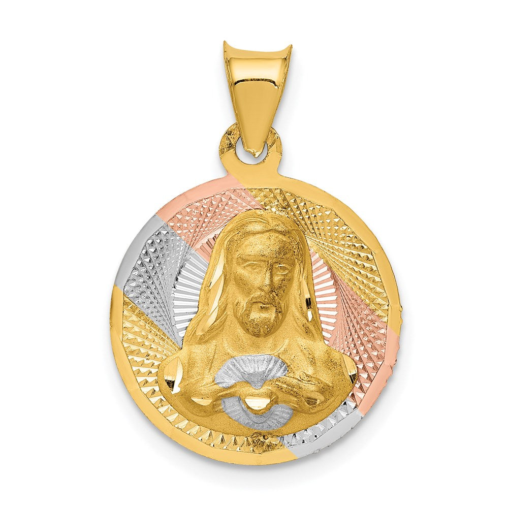 14K Yellow gold & rhodium;Polished & satin;Diamond Cut