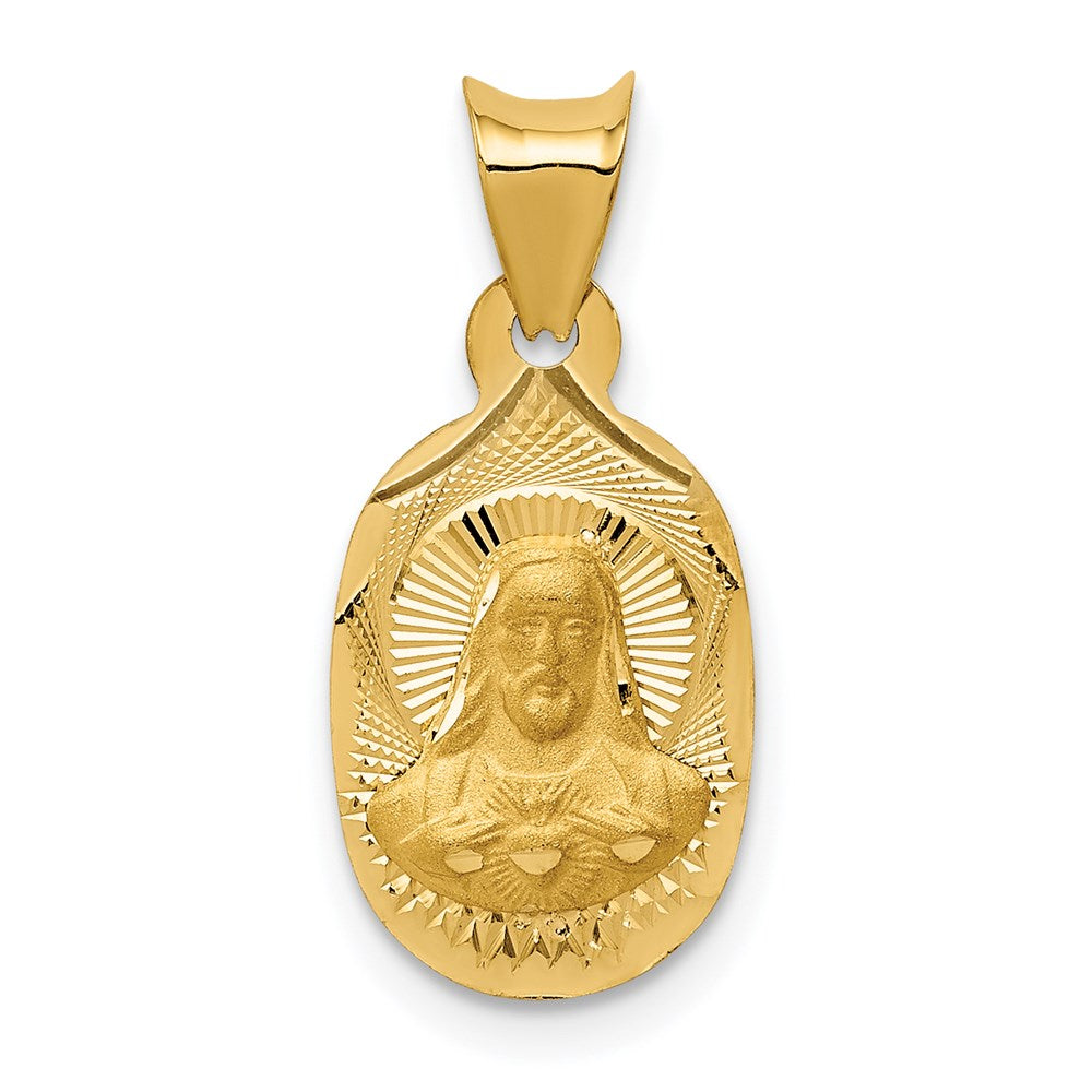Engravable;14K Yellow gold & rhodium;Polished & satin;Oval;Diamond Cut