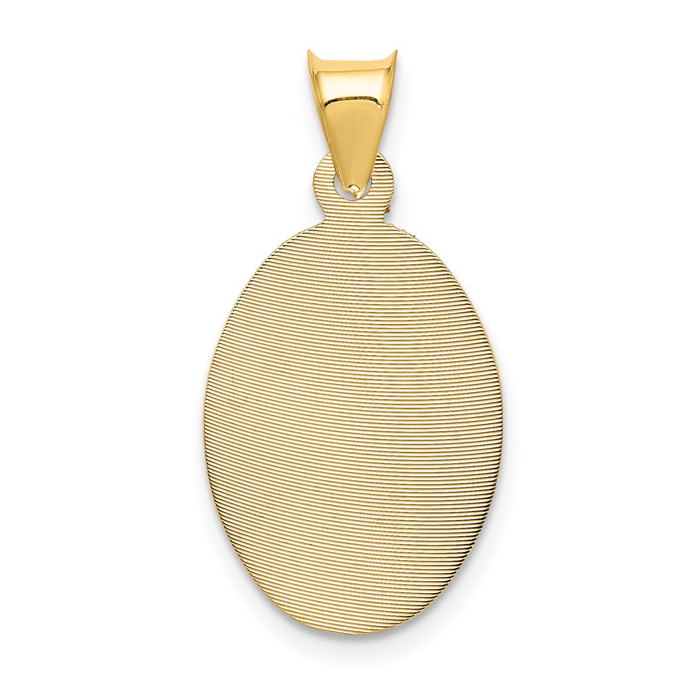 14K Polished Diamond-cut Solid Sagrado Corazon de Jesus Oval Pendant