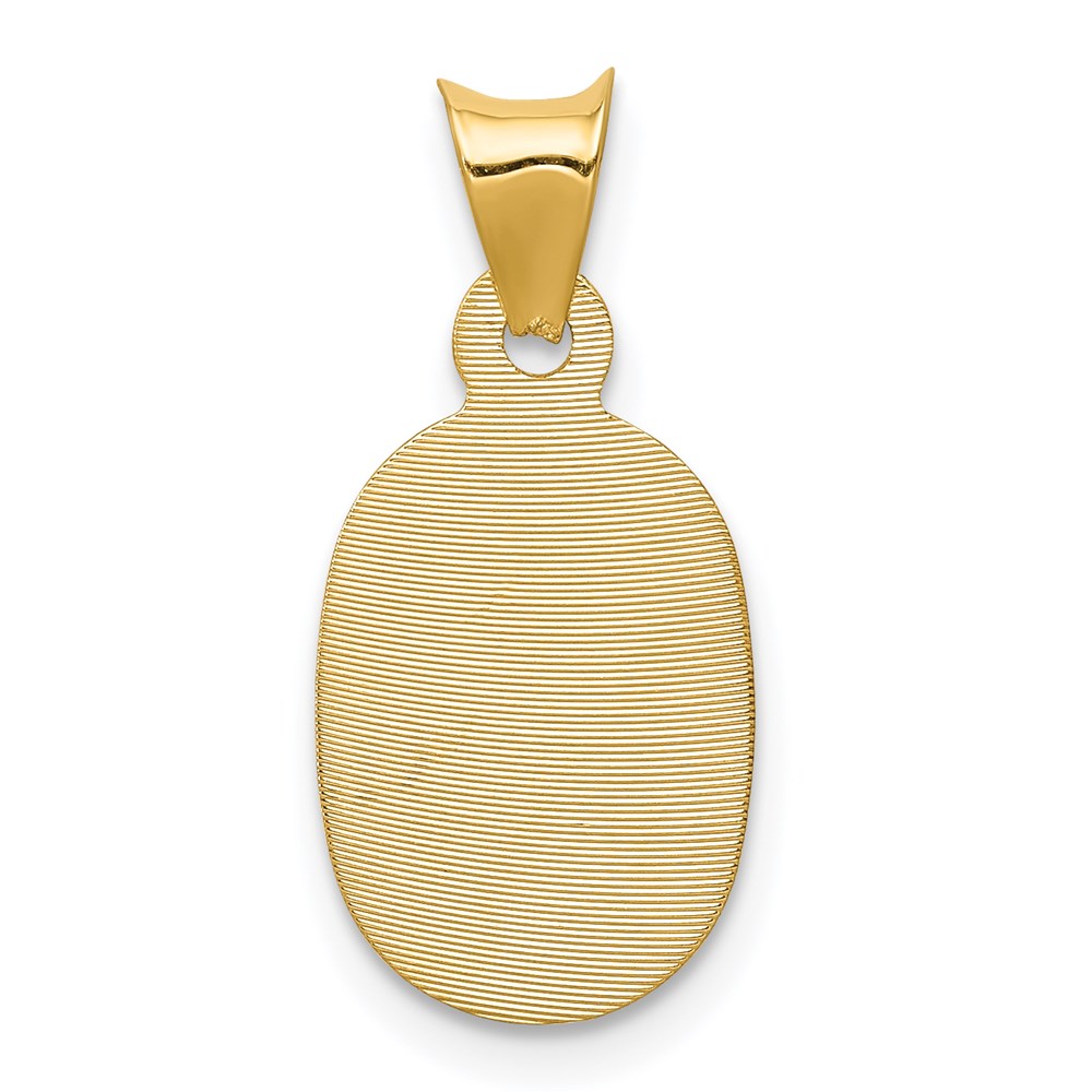 14K Polished Diamond-cut Corpus Oval Pendant
