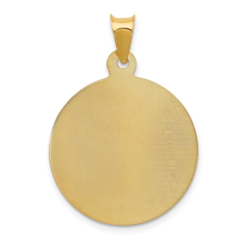 14K Polished Diamond-cut Corpus Circle Pendant