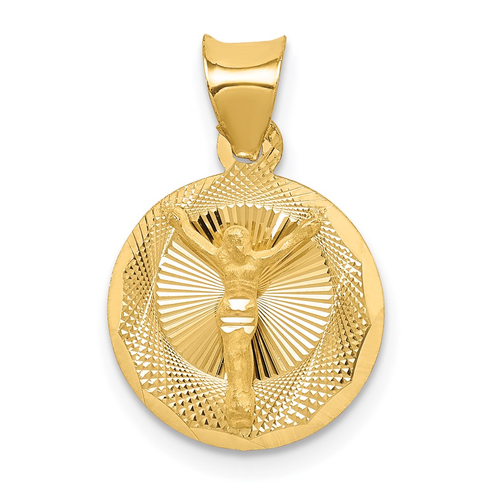 14k Yellow gold;Engravable;Polished & satin;Diamond Cut
