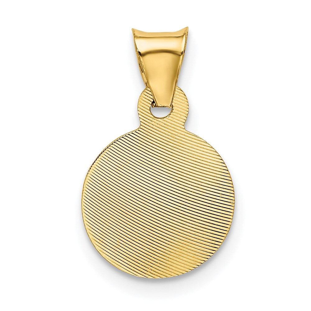 14K Polished Diamond-cut Corpus Circle Pendant