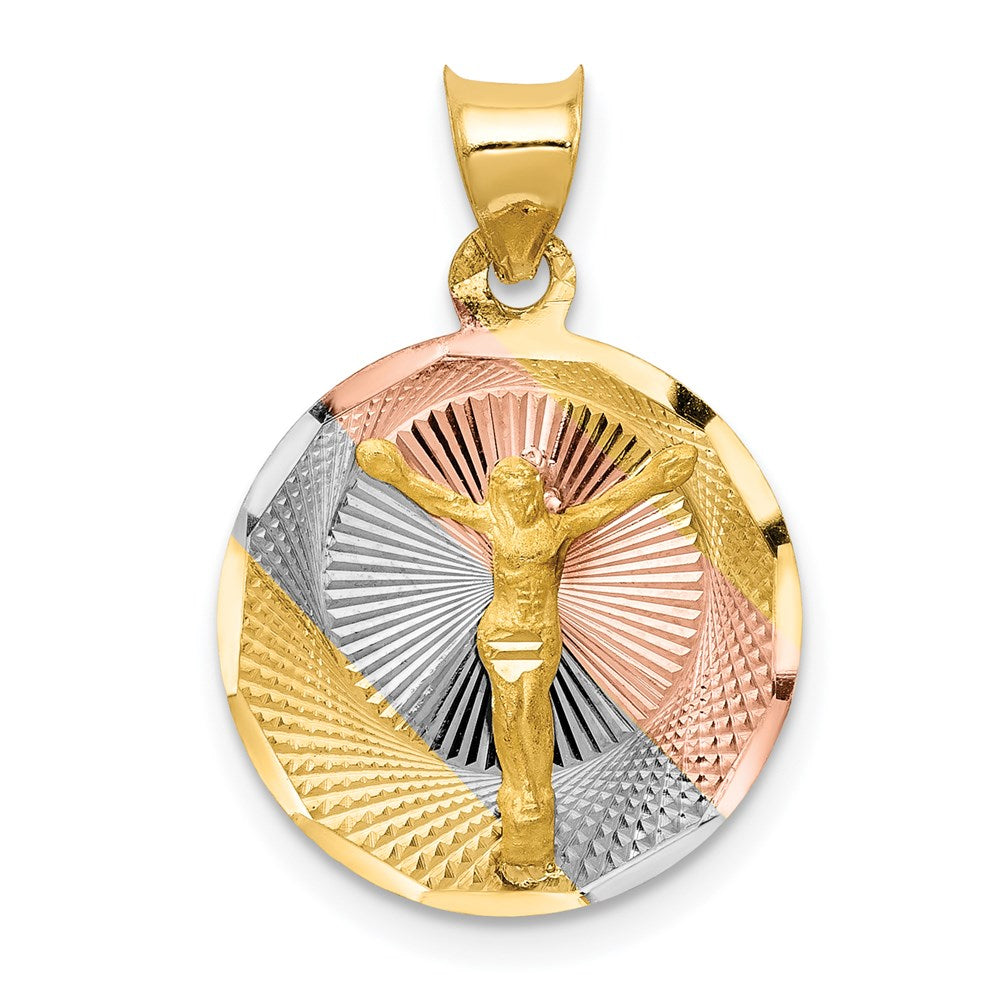Engravable;14K Yellow gold & rhodium;Polished & satin;Diamond Cut