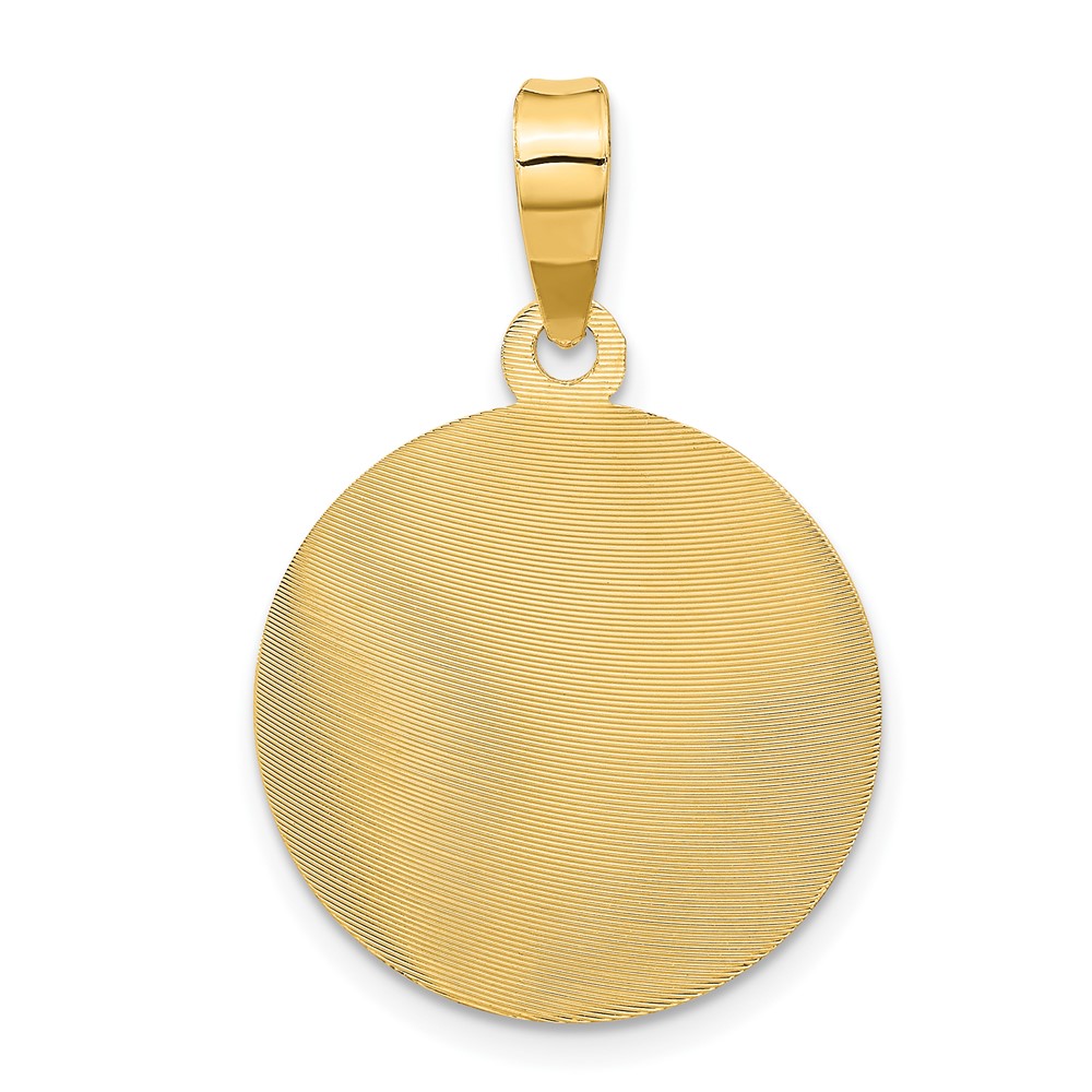 14K Polished Diamond-cut Solid Our Lady Of Guadalupe Round Pendant