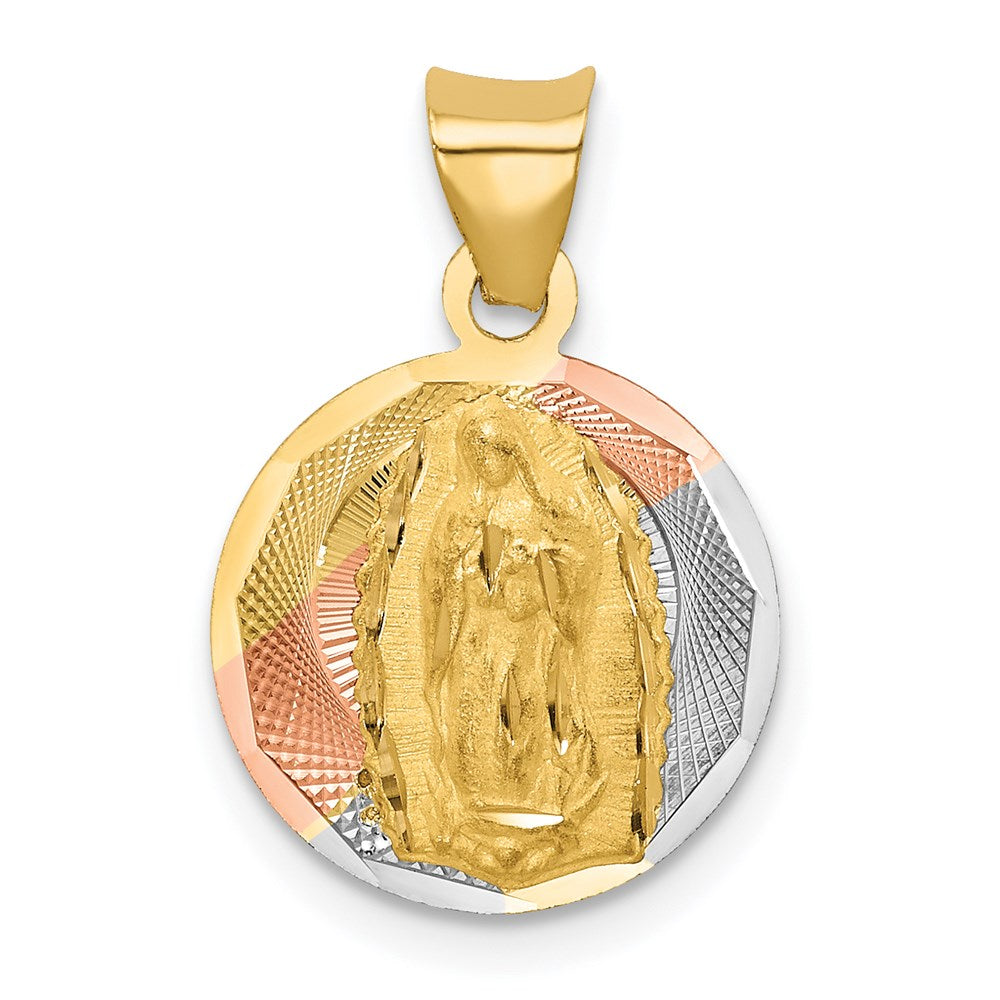 14K Yellow gold & rhodium;Polished & satin;Diamond Cut
