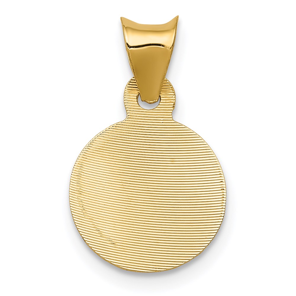 14K Polished Diamond-cut Semi-solid Our Lady Of Guadalupe Round Pendant