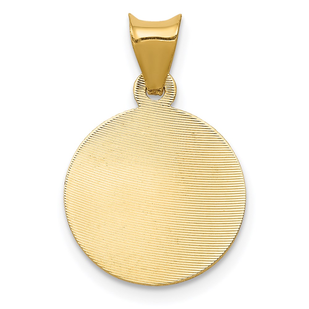 14K Polished Diamond-cut Semi-solid Our Lady Of Guadalupe Round Pendant