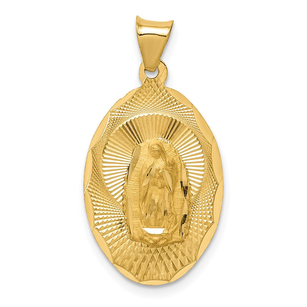 14k Yellow gold;Engravable;Polished & satin;Oval;Diamond Cut
