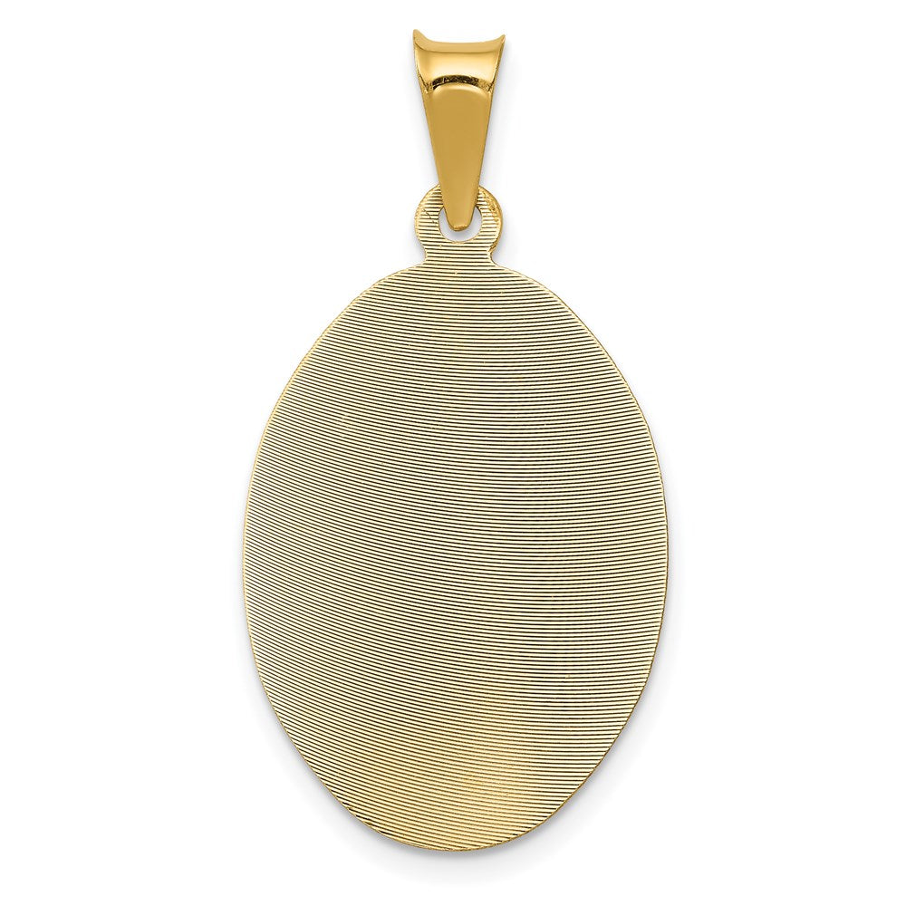 14K Polished Diamond-cut Solid Our Lady Of Guadalupe Oval Pendant