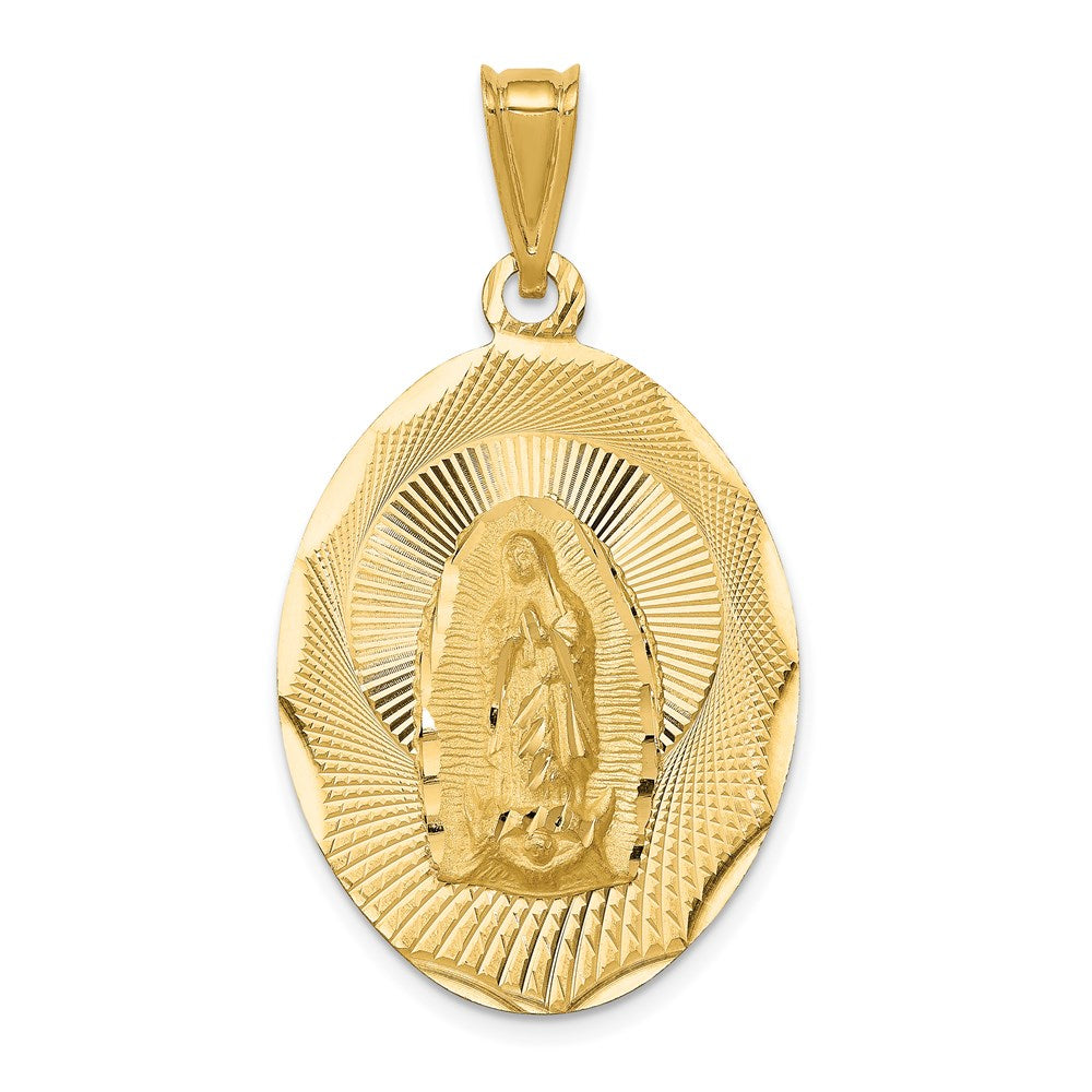 Solid;14k Yellow gold;Flat back;Engravable;Polished & satin;Oval;Diamond Cut