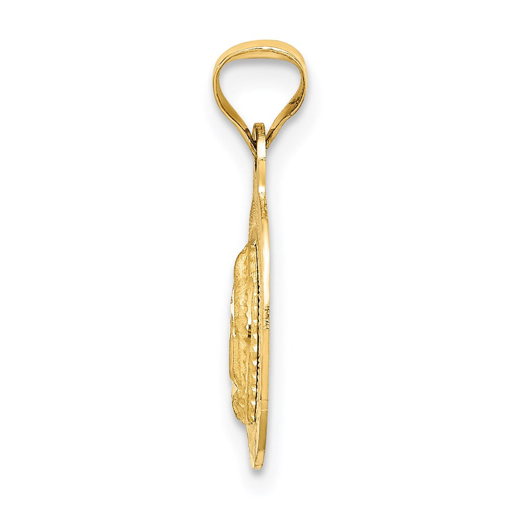 14K with Rose and White Rhodium Diamond-cut Solid Our Lady Of Guadalupe Oval Pendant