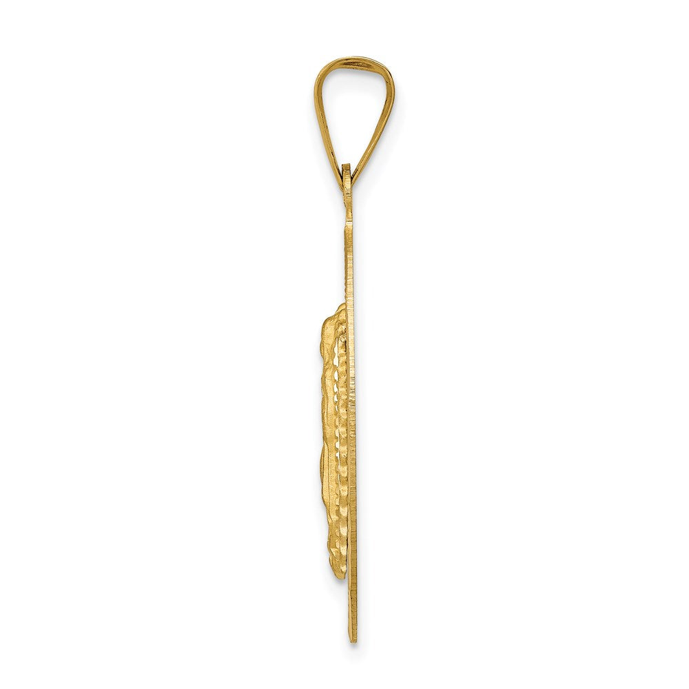 14K with Rose and White Rhodium Diamond-cut Solid Our Lady Of Guadalupe Oval Pendant