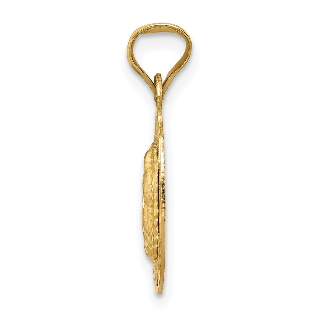 14K Polished Diamond-cut Semi-solid Our Lady Of Guadalupe Oval Pendant