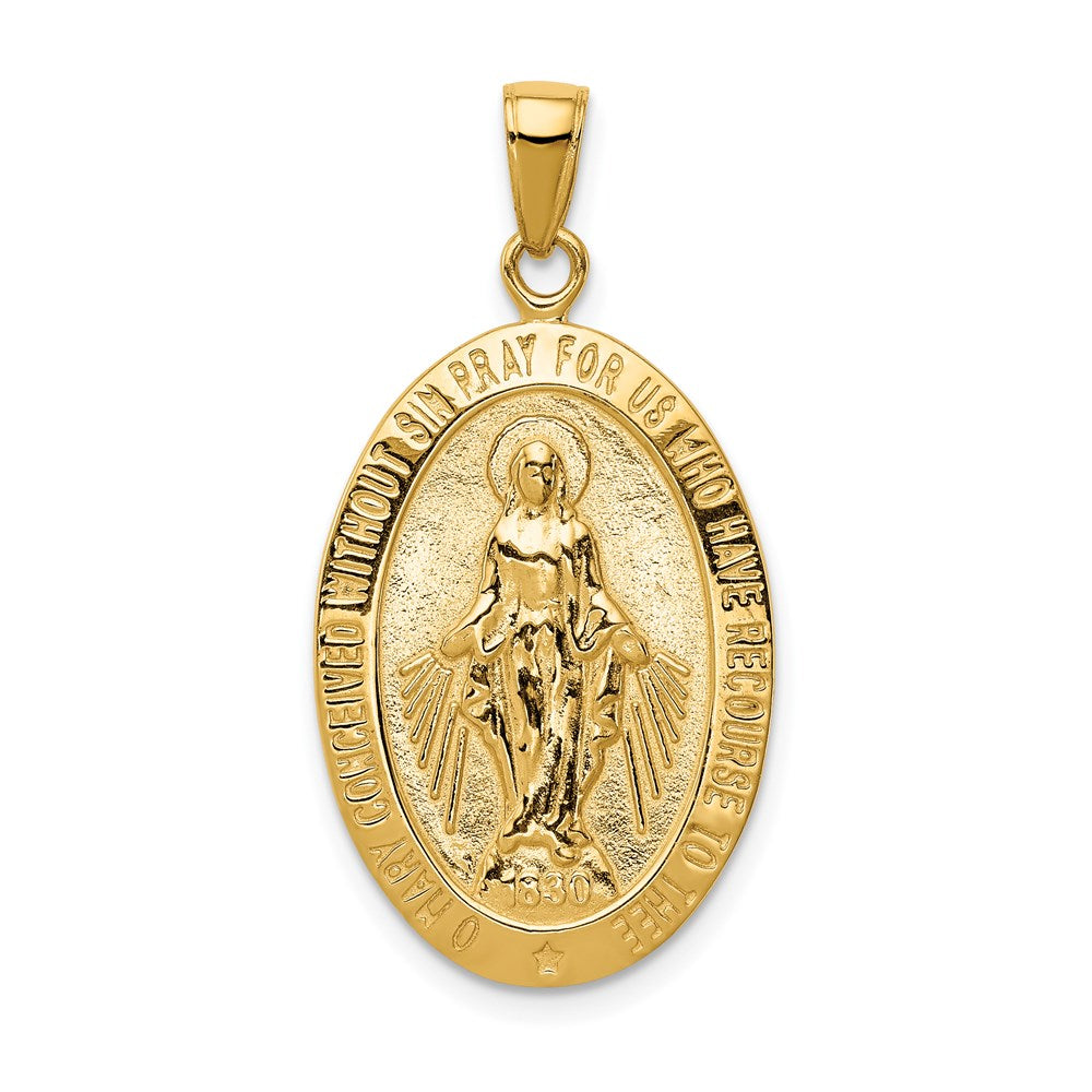 Solid;14k Yellow gold;Polished & satin;Oval