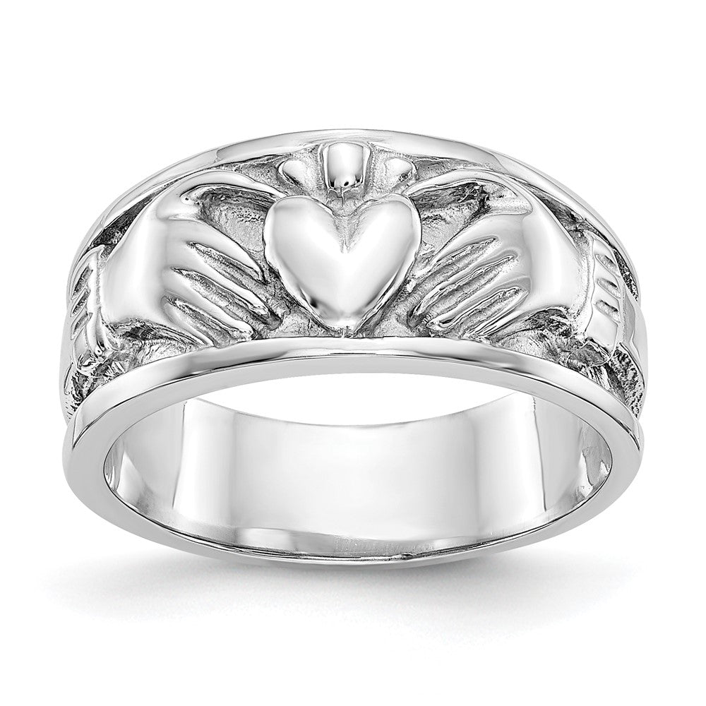 Solid;Casted;Polished;Satin;14K White gold;Flat back