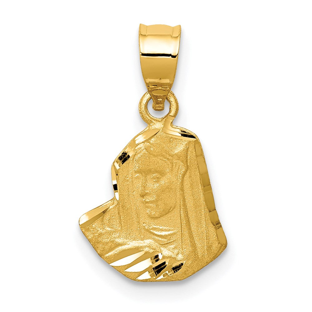 14k Yellow gold;Textured back;Polished & satin;Diamond Cut