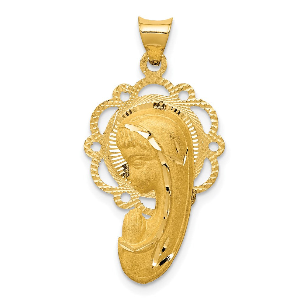 14k Yellow gold;Polished & satin;Diamond Cut