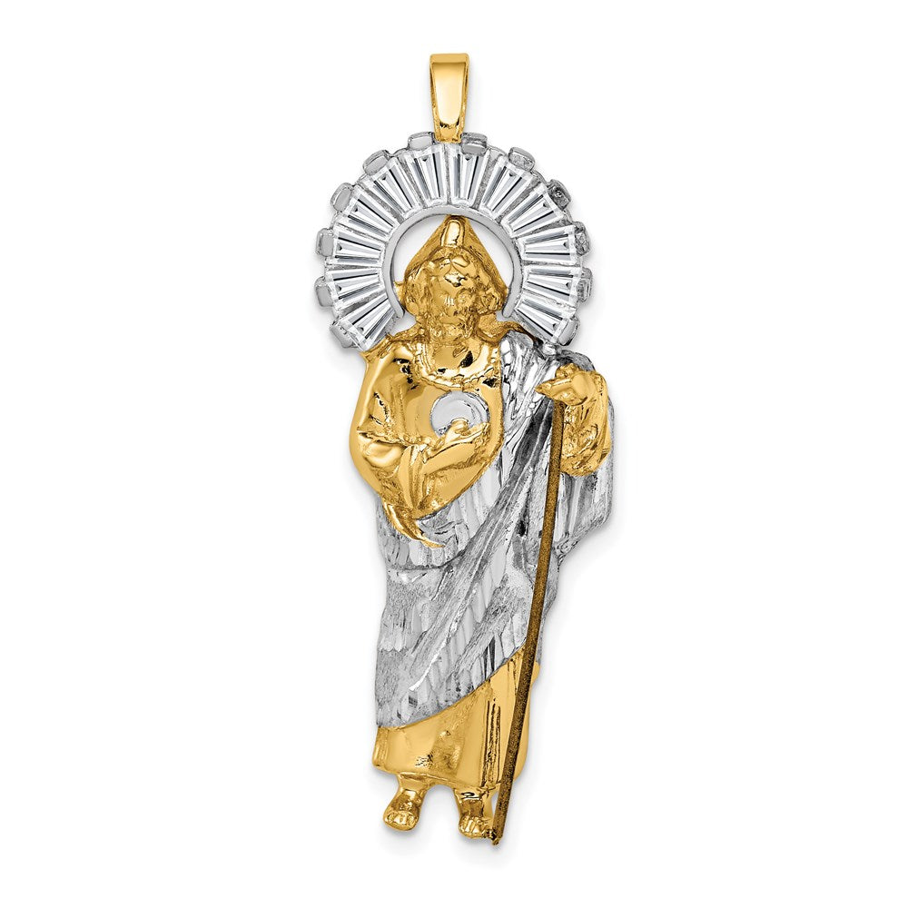 Open back;14K Yellow gold & rhodium;CZ;Polished & satin;Diamond Cut