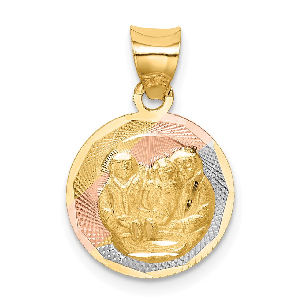 14K Yellow gold & rhodium;Polished & satin;Satin Back;Diamond Cut