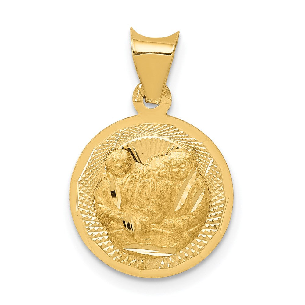 14k Yellow gold;Polished & satin;Satin Back;Diamond Cut
