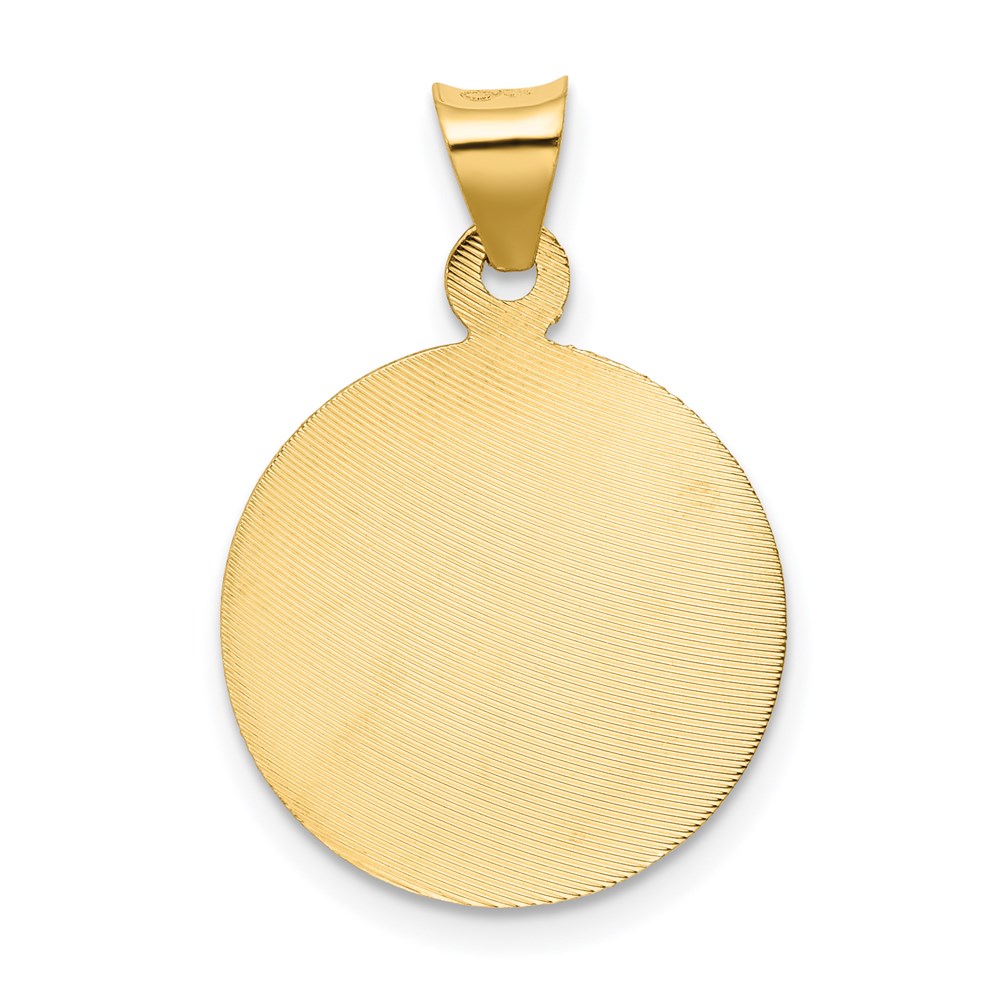 14k Polished and Diamond-cut Baptism Round Pendant