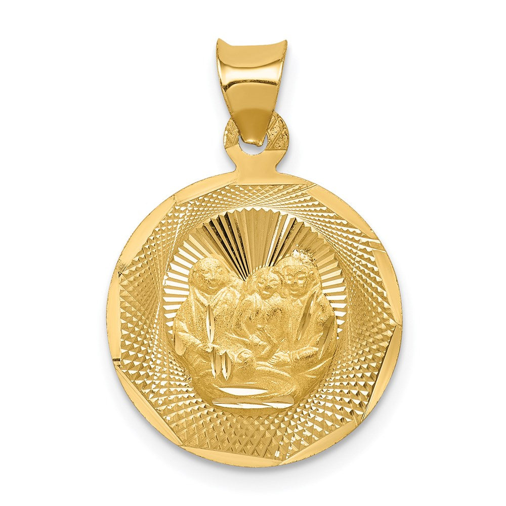 14k Yellow gold;Engravable;Polished & satin;Satin Back;Diamond Cut