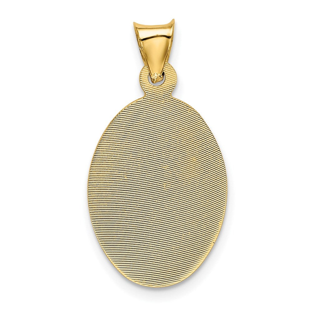 14K with Rose and White Rhodium Diamond-cut Baptism Oval Pendant