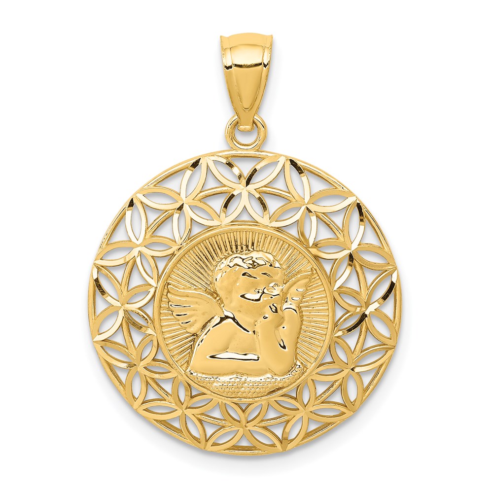 Polished;14k Yellow gold;Open back;Textured;Diamond Cut