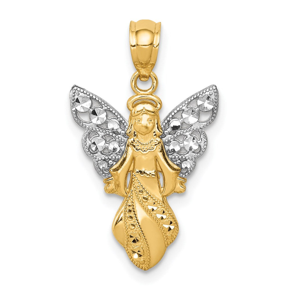 Polished;Open back;14K Yellow gold & rhodium;Diamond Cut