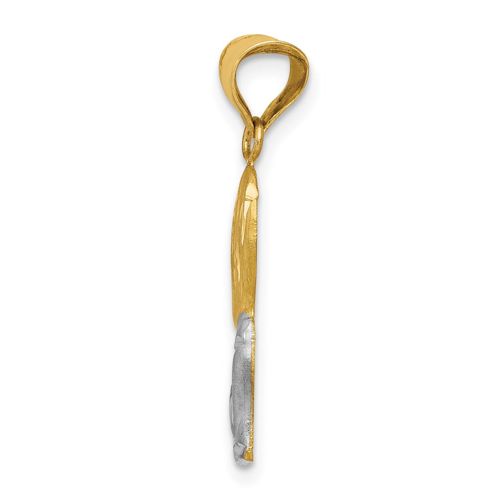 14K and White Rhodium Diamond-cut Boy Communion Semi-solid Pendant