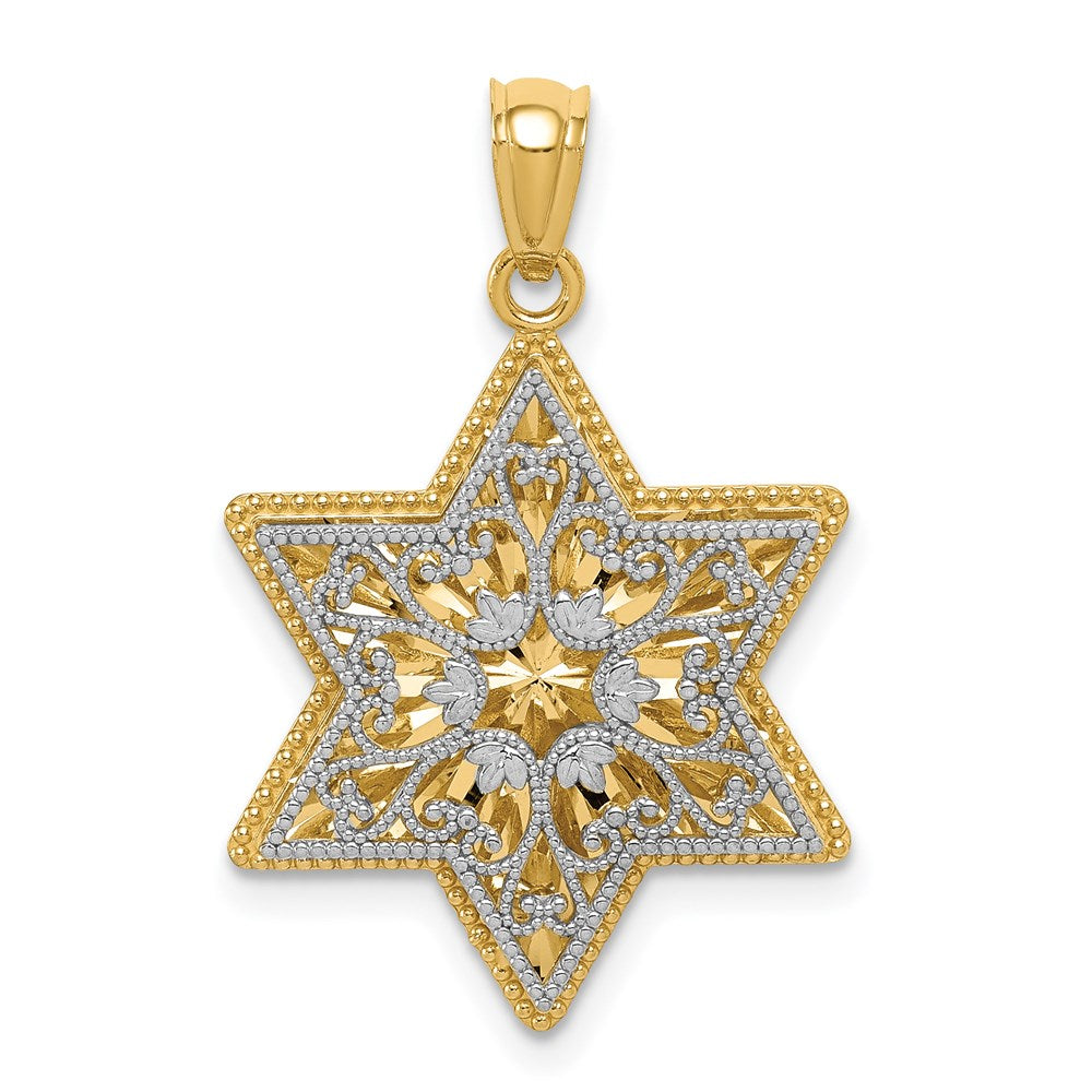 Solid;Casted;Diamond-cut;Polished;14K Two-tone;Reversible
