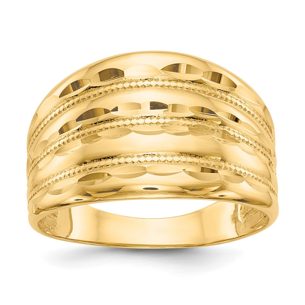 Diamond-cut;Polished;14k Yellow gold;Domed