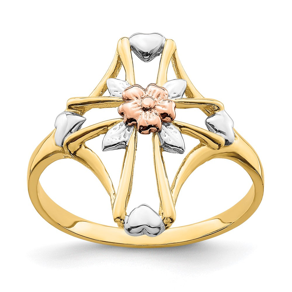 Polished;14K Yellow gold & rhodium;14k Rose gold