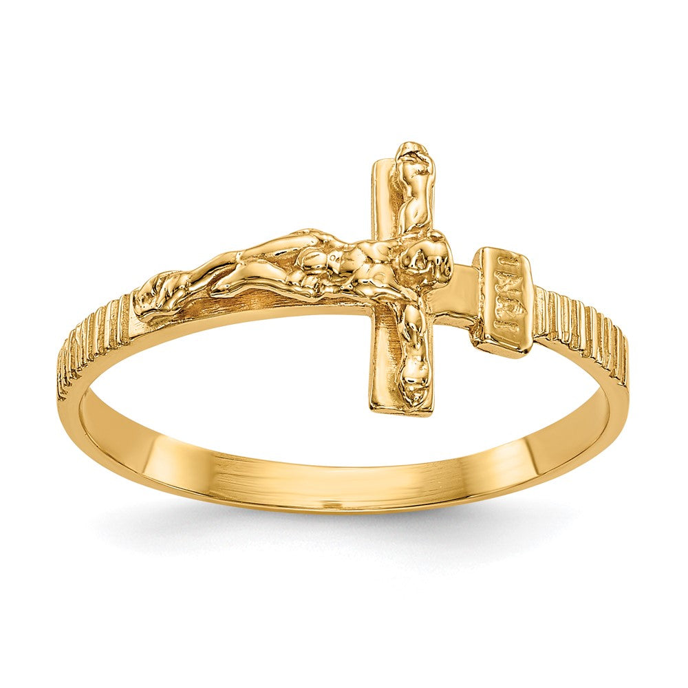 Polished;14k Yellow gold;Textured