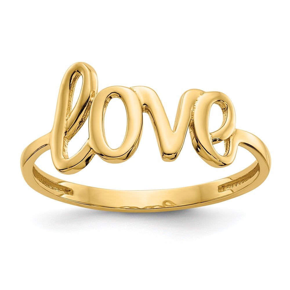 Solid;Casted;Polished;14k Yellow gold;Love