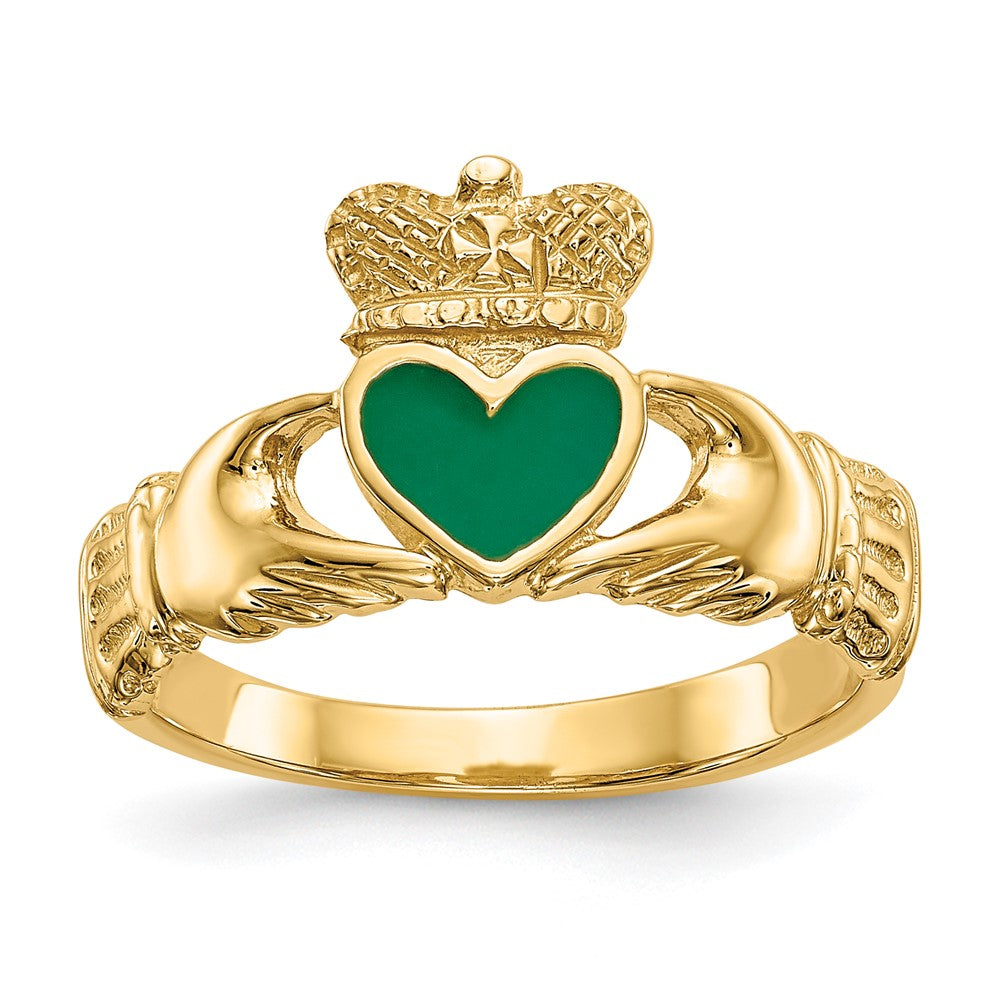 Polished;14k Yellow gold;Open back;Enamel