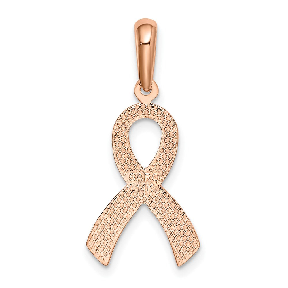 14k Rose Gold Awareness Ribbon Pendant