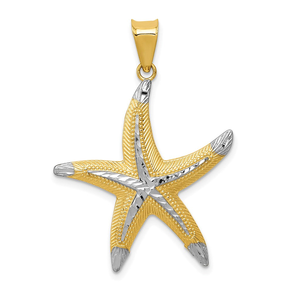 Polished;14k Yellow gold;Open back;Rhodium;Diamond Cut