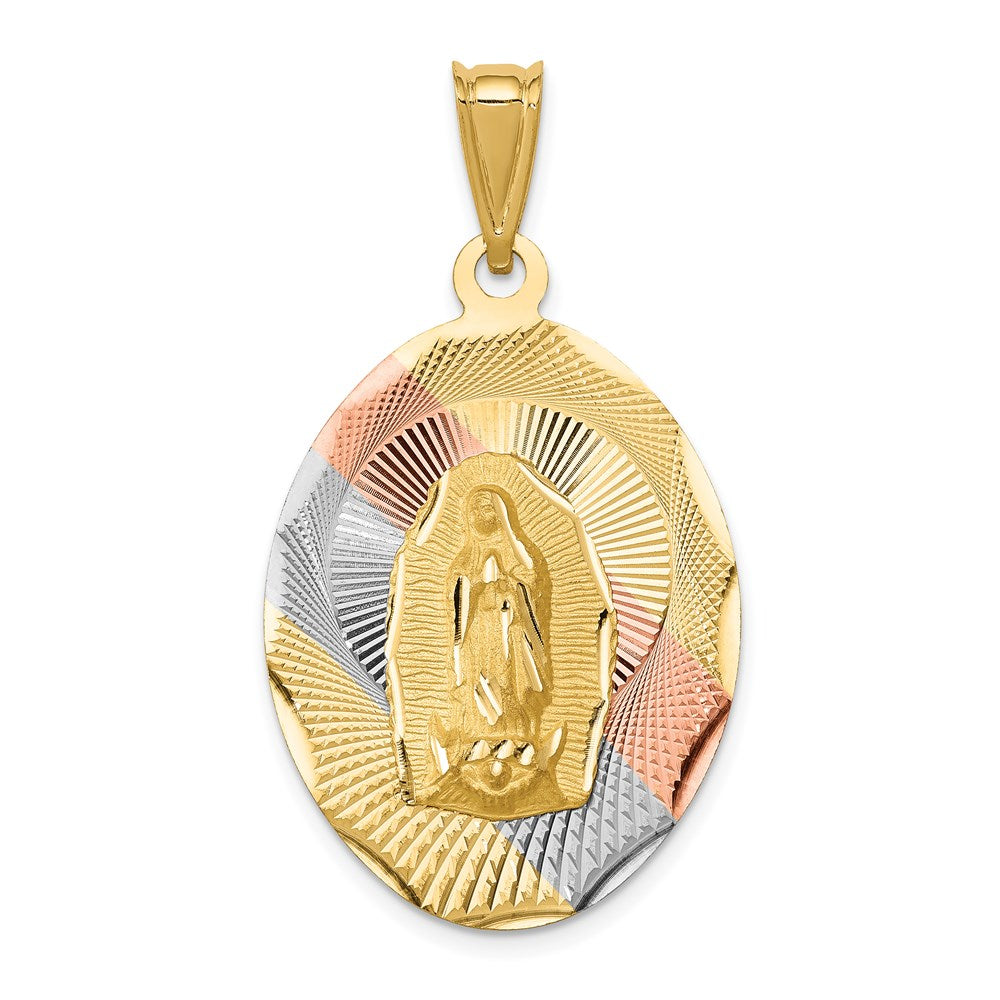 Flat back;Engravable;14K Yellow gold & rhodium;Polished & satin;Oval;Diamond Cut