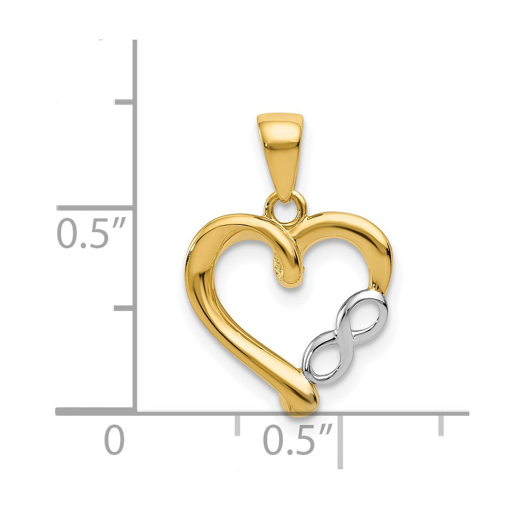 14K and White Rhodium Infinity Heart Pendant