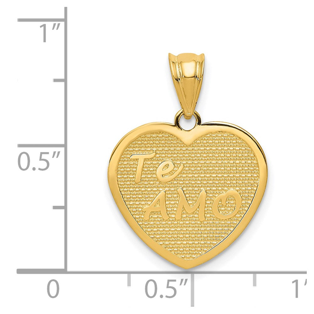 14k Polished TE AMO Heart Pendant