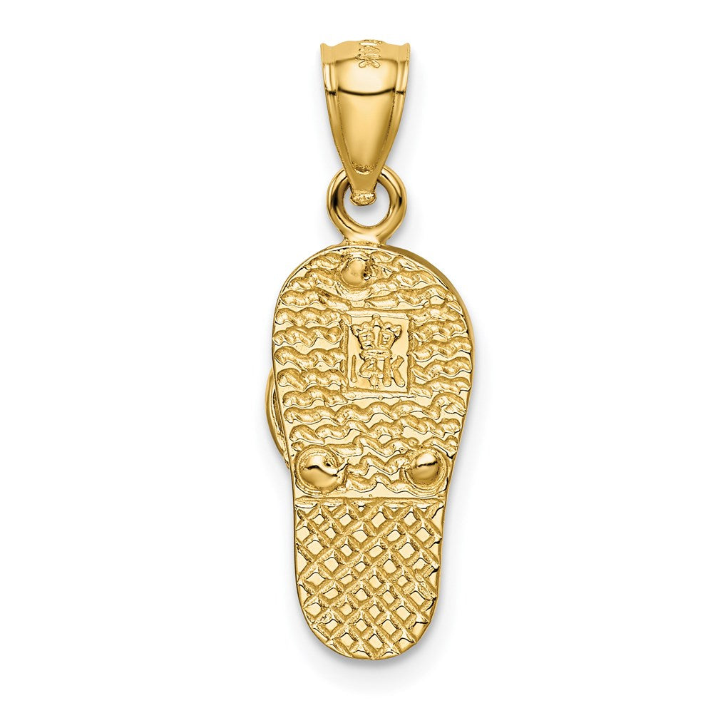 14k Polished 3-D Lab Created Blue Opal Flip Flop Pendant