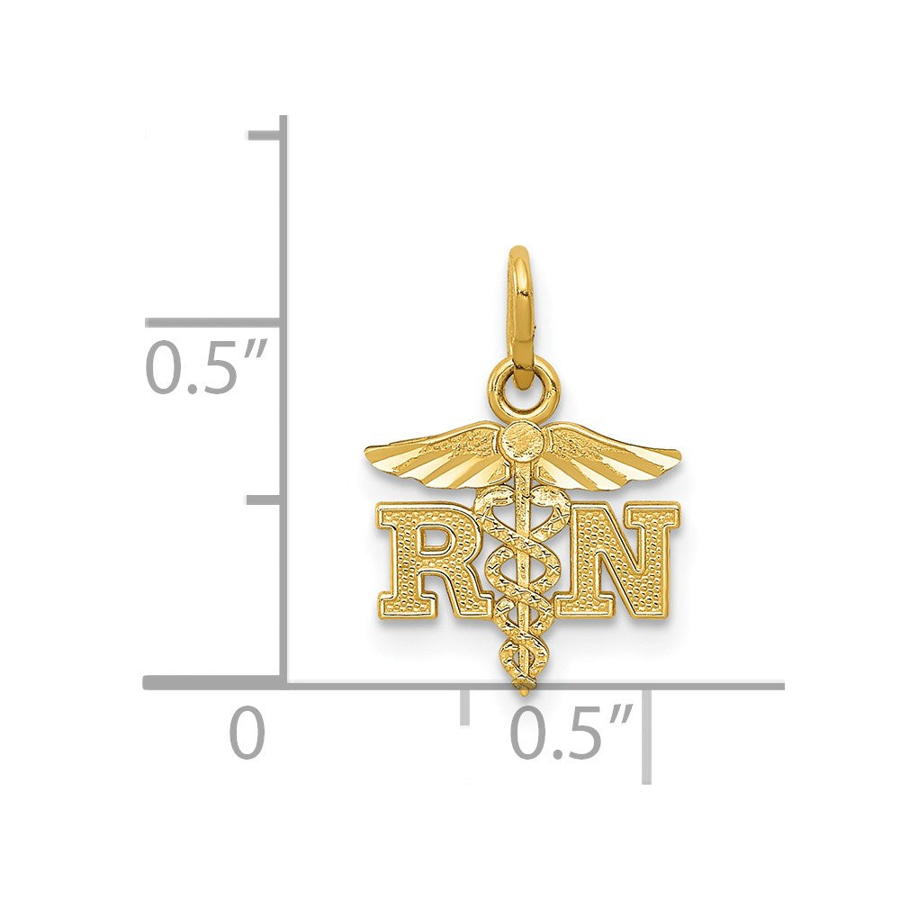 14k Diamond-cut Polished RN Registered Nurse Pendant