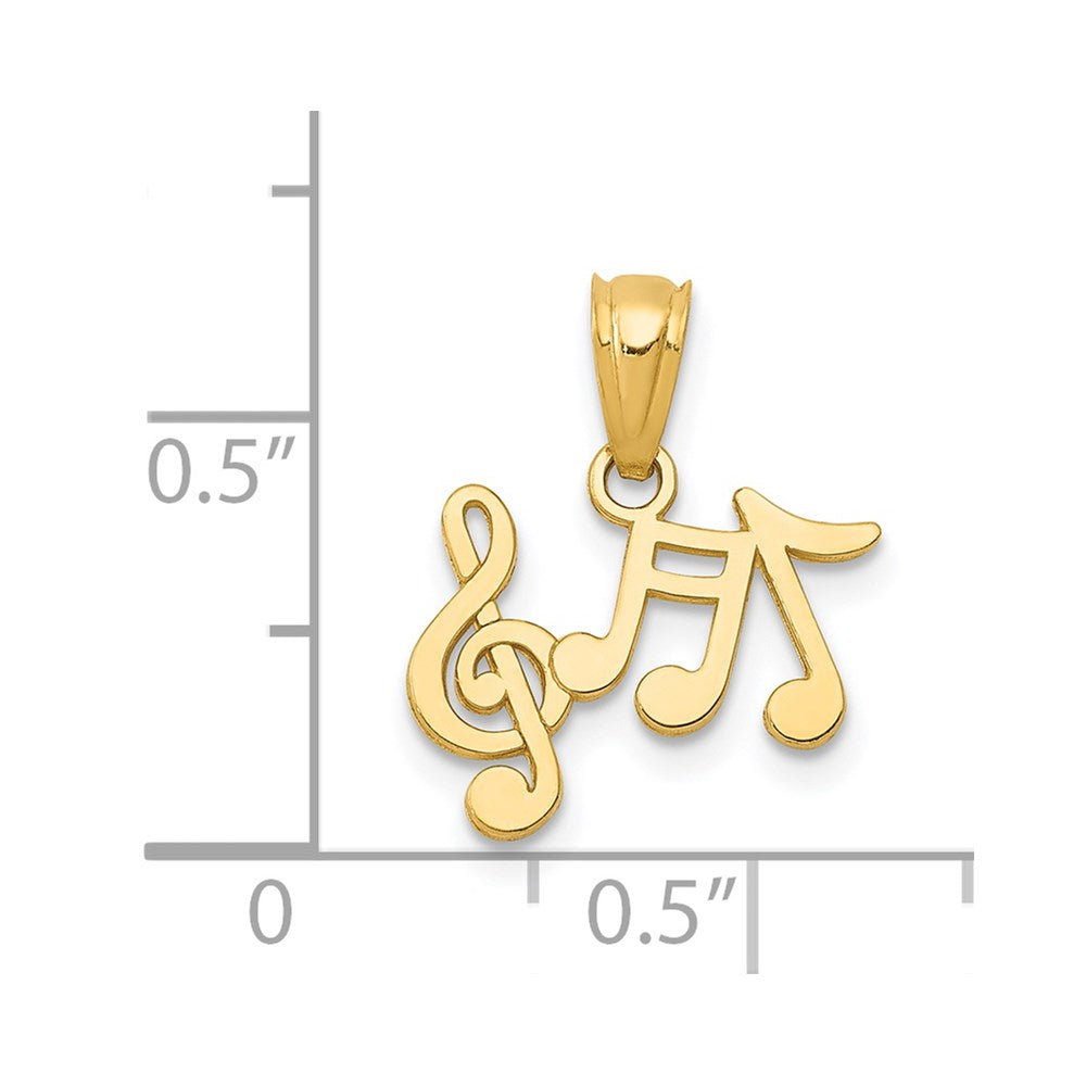 14k Polished Music Notes and Treble Clef Pendant