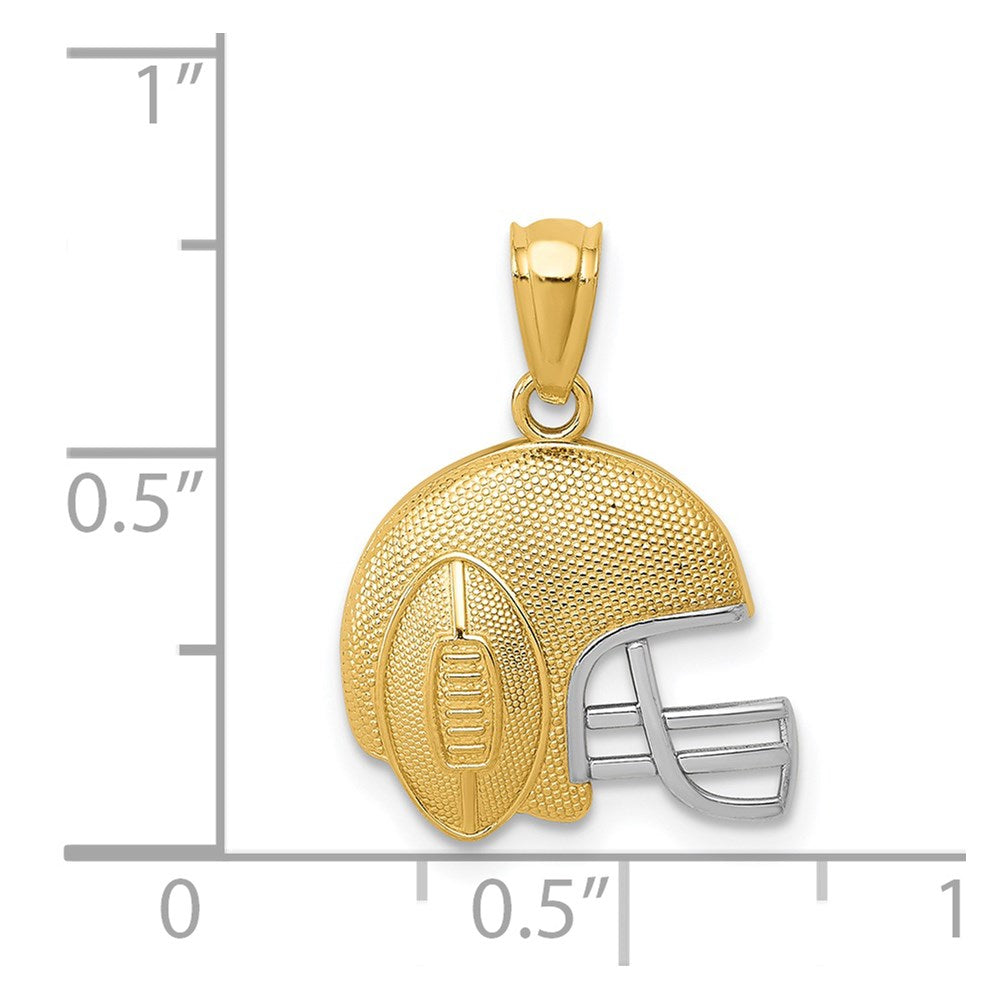 14K and White Rhodium Satin/Polished Football Helmet Pendant