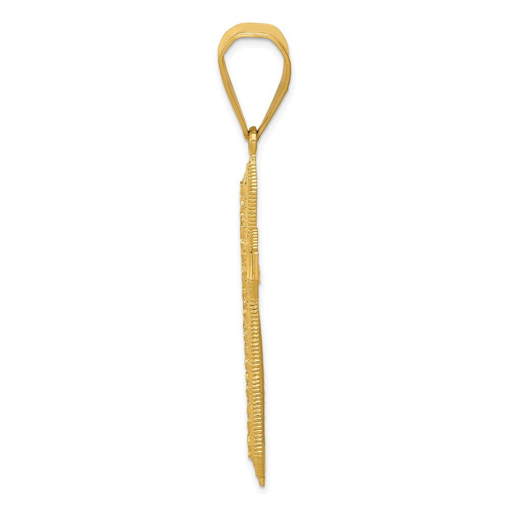 14k Diamond-cut Nugget Center Cross Pendant