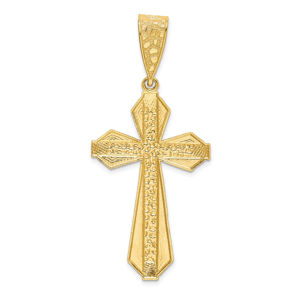 14k Diamond-cut Nugget Center Cross Pendant
